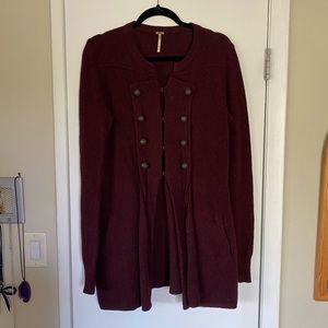 Free People 100% Wool Beautiful Buttons Cardigan!